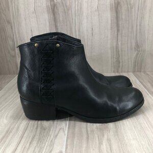 Clarks Ankle Boots Womens 7.5M Maypearl Fawn Black Leather Zip Booties